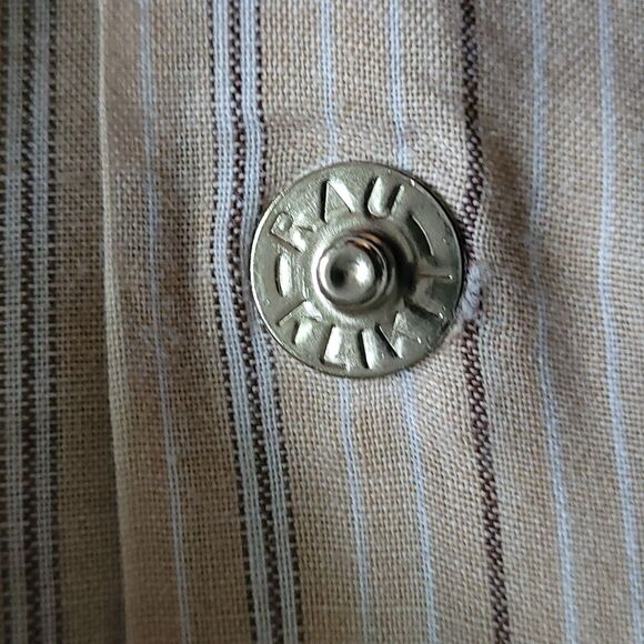 Rancher Westernwear Shirt 4XL Tall Man Snap Brown Stripe Short Sleeve Vintage - Picture 16 of 16